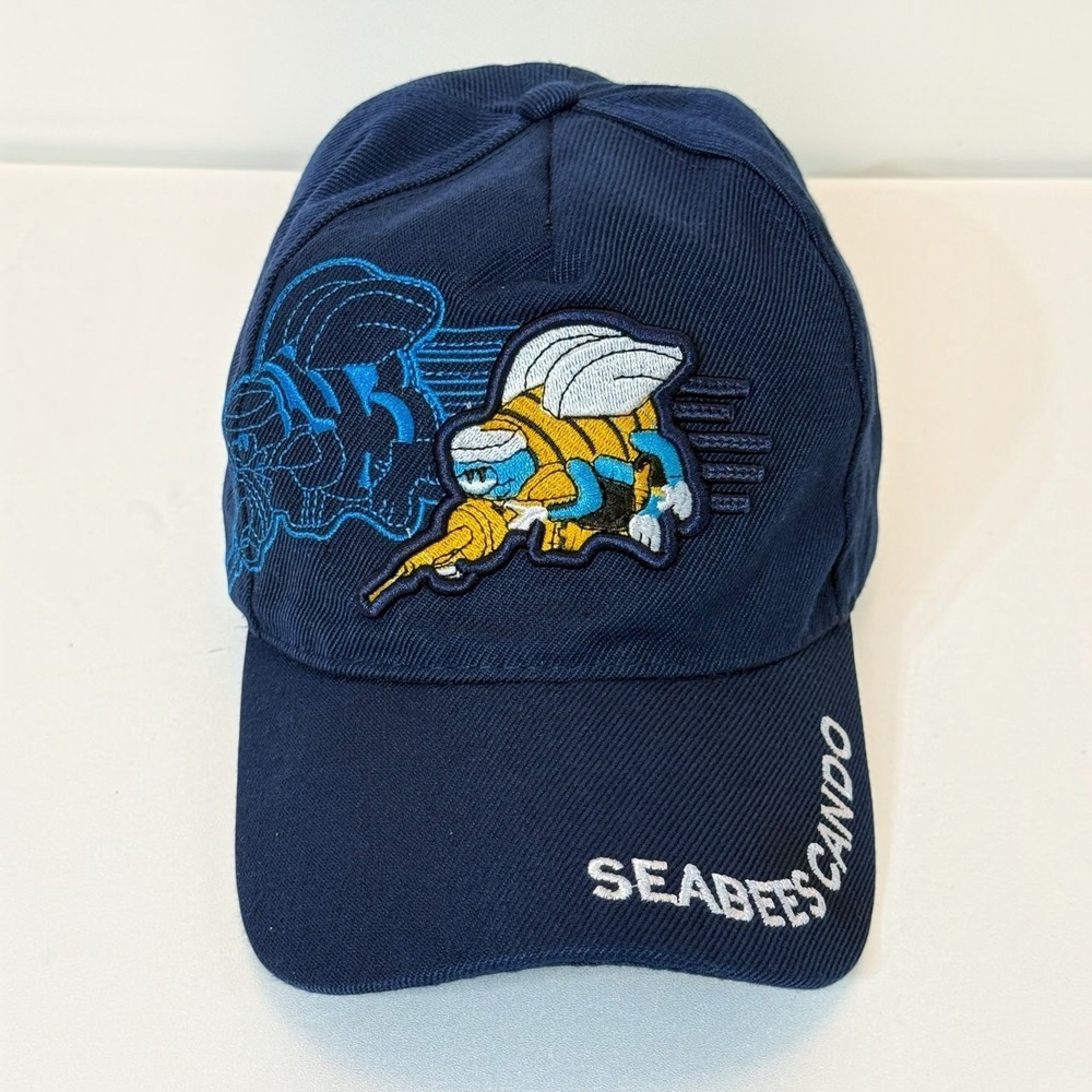 Navy Seabees Can Do Blue Adjustable Hat Ball Cap Embroidery